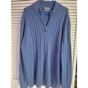 LYLE AND SCOTT QUARTER ZIP CABLE Knit Sweater JUMPER Combed Cotton Size Size XXL